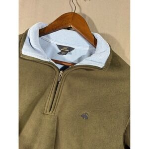 Brooks Brothers 346 Fleece Quarter Zip Pullover Men Medium Olive Green